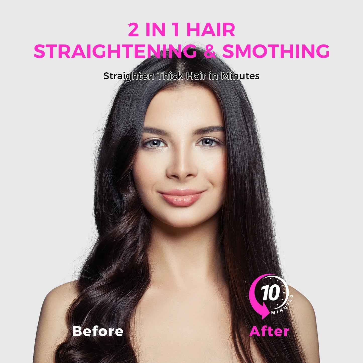 Ionic Hair Straightener Brush, Anti-Scald Ceramic Coating, Black