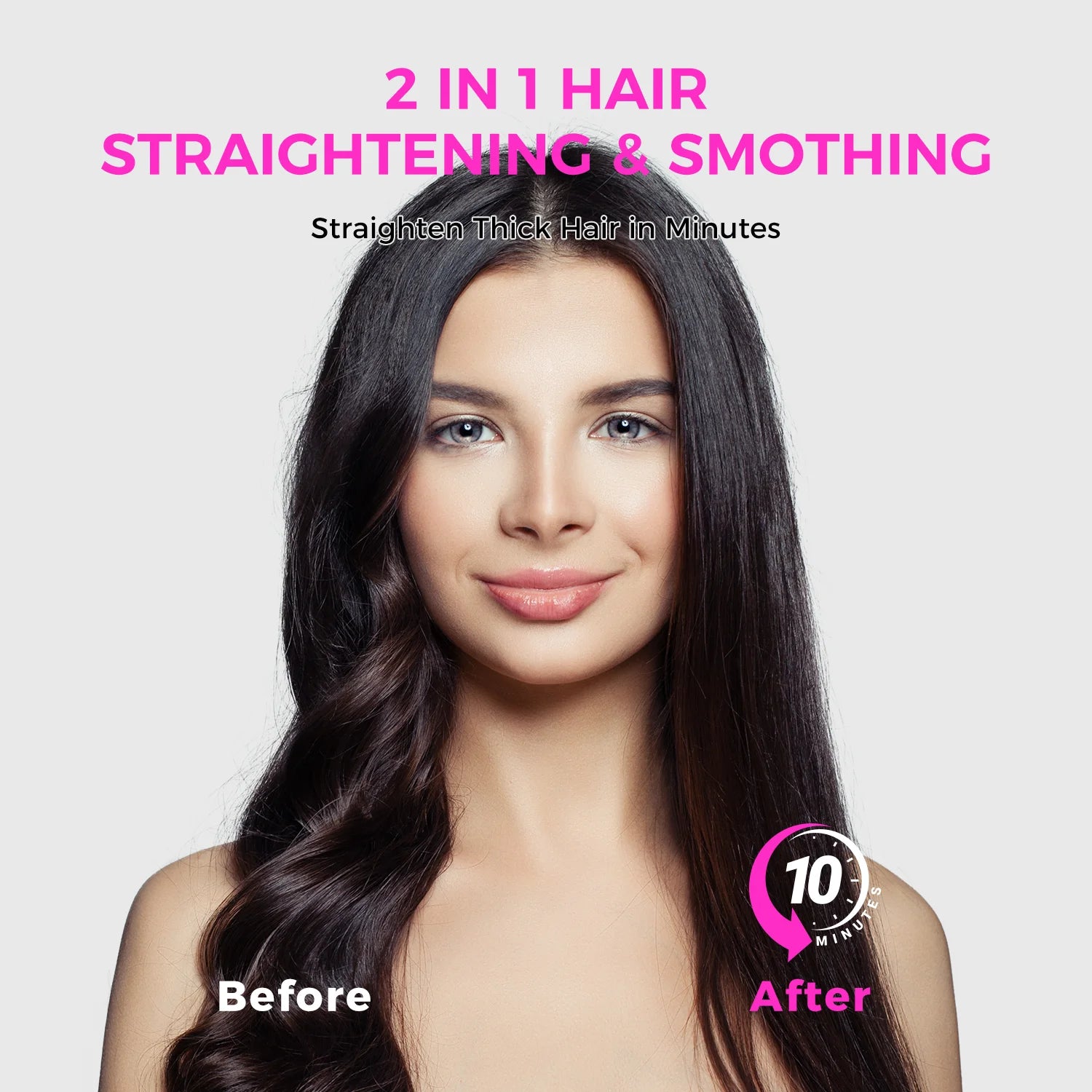 Ionic Hair Straightener Brush, Anti-Scald Ceramic Coating, Black