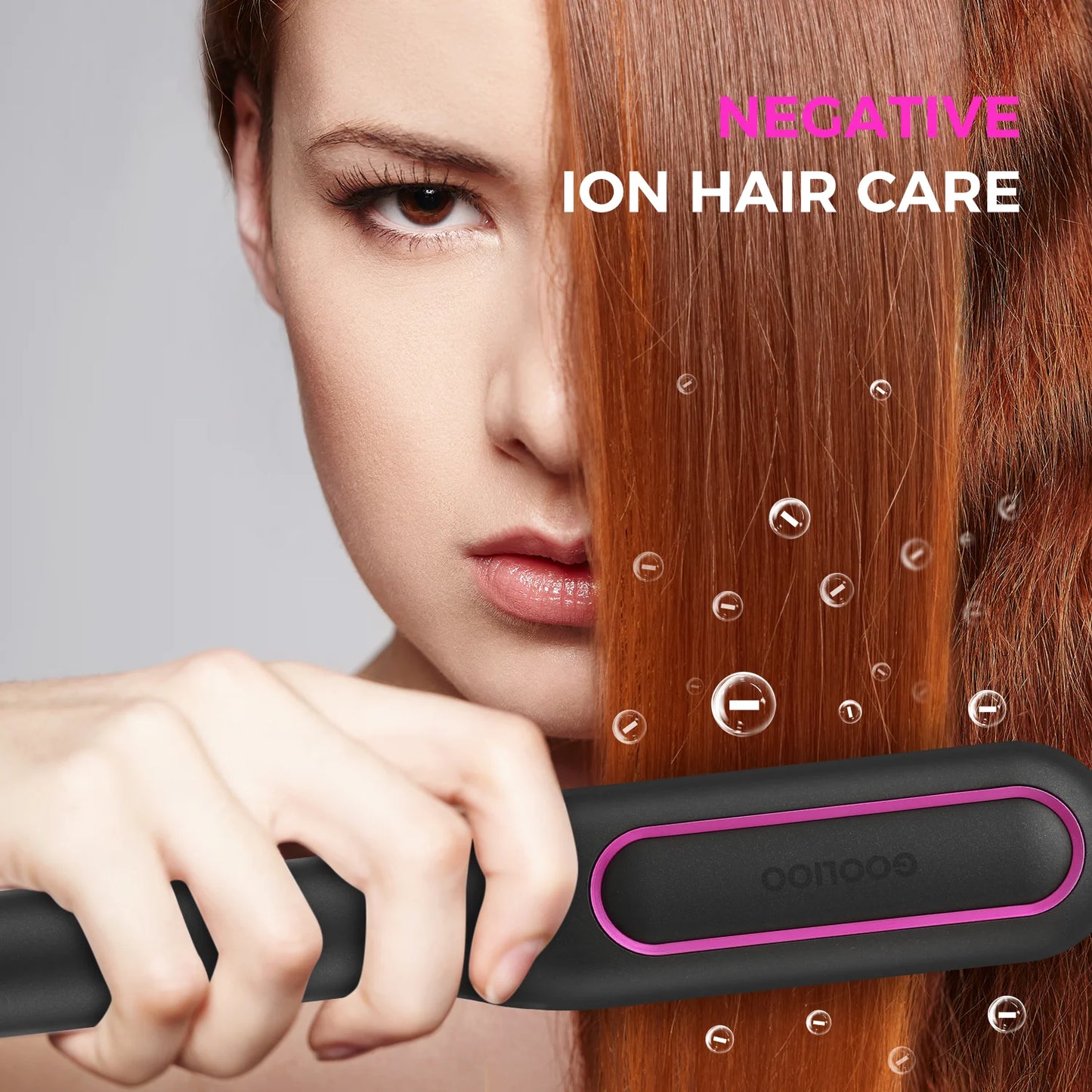 Ionic Hair Straightener Brush, Anti-Scald Ceramic Coating, Black