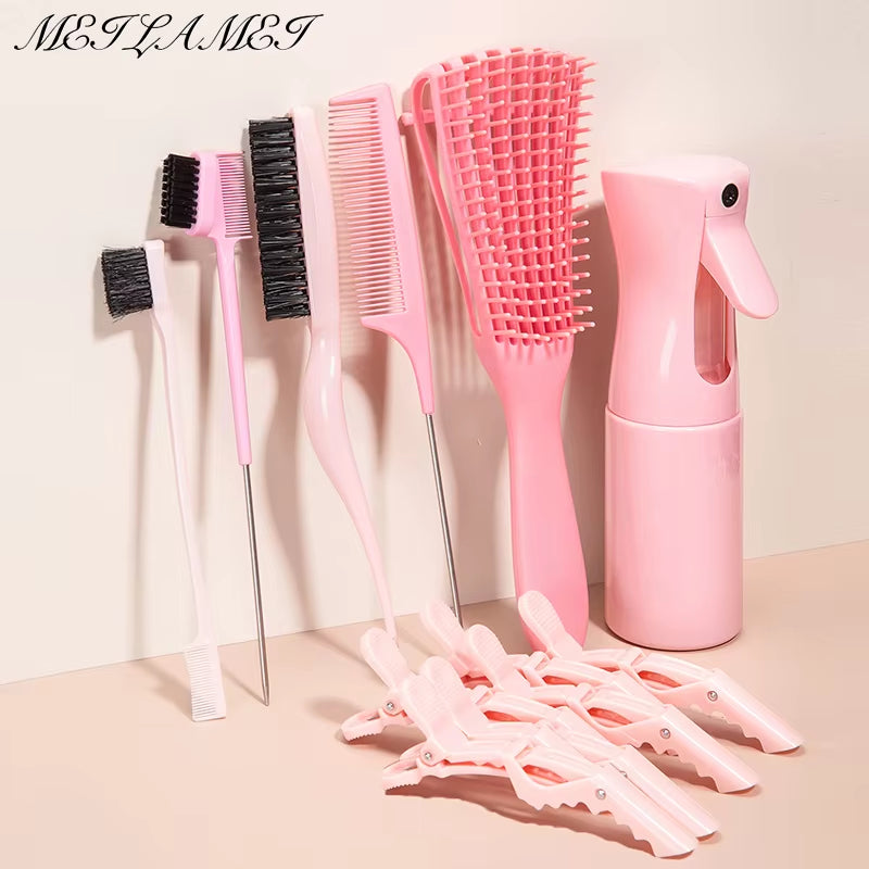 Detangling Brush 10 Pieces Hair Brush Set for Afro Curly Coily Long Hair Knots Detangler Easy to Clean Hair Care Styling Tools