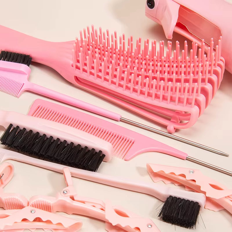 Detangling Brush 10 Pieces Hair Brush Set for Afro Curly Coily Long Hair Knots Detangler Easy to Clean Hair Care Styling Tools