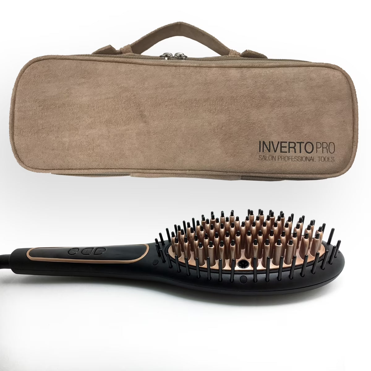 4G Straightening Copper Ceramic Brush 4Th Generation with True 2X Ionic Generators Adjustable Temp, Smooth Hair Quickly, Ergonomic Design Dual Voltage Worldwide Travel Auto 110V-220V
